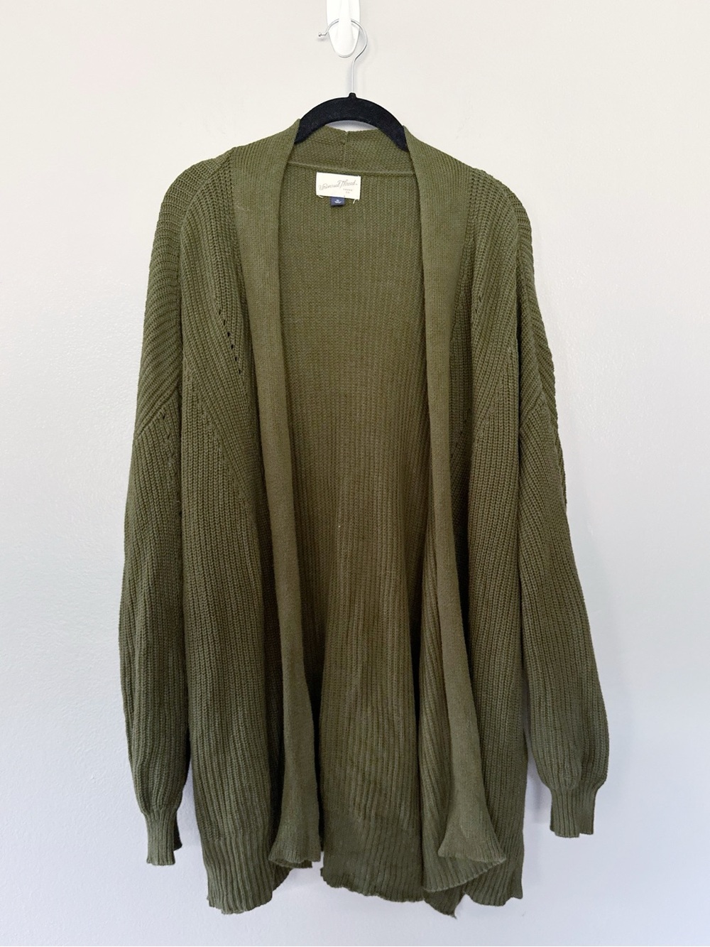 Universal Thread Olive Green Textured Knit Open-Front Cardigan XL